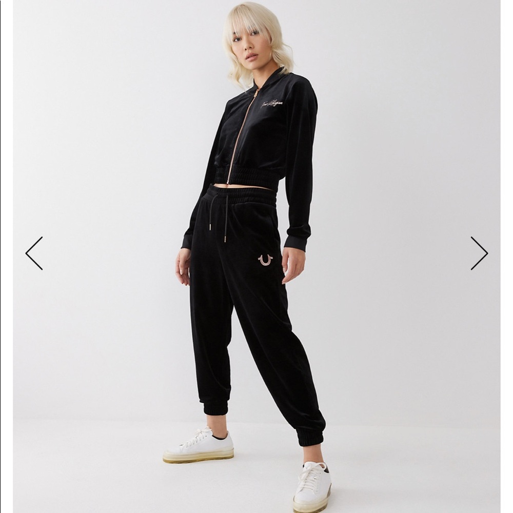True Religion velour track suit set NWT